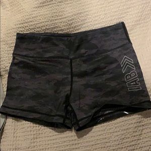 IAB MFG black camo no-ride booty shorts